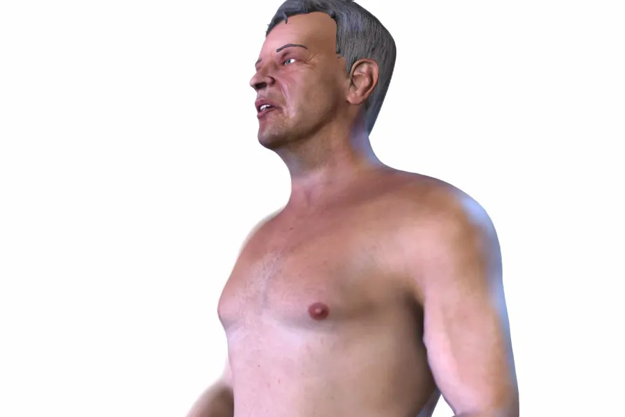 En mann uten skjorte